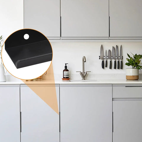 Matte Black Finger Edge Pulls 4 Pack Concealed Modern Drawer Handles for Cabinets and Wardrobes Aluminum Alloy Invisible Hardware 200mm