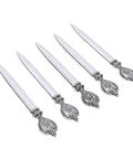 Vintage Leaf Floral Pattern Metal Letter Opener Set, 5 Pack For Home Office And School Desk, Durable Mail Opener Tools Display