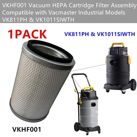 VKHF001 Vacuum HEPA Cartridge Filter Assembly Fits Vacmaster Industrial VK811PH And VK1011SIWTH Replacement Part