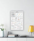 Framed Vectors Wall Art in Living Room with Lamp and Flowers