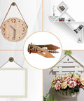Self Drilling Drywall Anchors And Screws Kit For Quick No Pre Drill Installation Includes 20 Anchors And Screws In 1.18 Inch And 1.37 Inch Sizes Ideal For Securing Garden Statues Patio Furniture And Garden Decor On Wet Or Dry Wall. Image shows anchors with wall-mounted clock, shelf, photo frame, and flower holder.