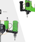 Versatile Vertical Drill Press With Tapping Capabilities Electric Tapper Tool with B12 chuck, battery operation detail shown