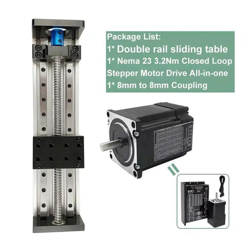 Heavy Duty Linear Rail Motor Kit With High Precision Ball Screw And Direct Drive Motor For CNC Routers including motor and rail.