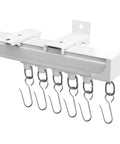 Heavy Duty Ceiling Curtain Track System With Wall Mount No Fuss Ultra Quiet Pulleys Aluminum Channel For Room Divider And Curtains Waterproof And Rust Resistant Smooth Glide Easy Install White Finish Fits 3 To 9 Feet, white track with hooks