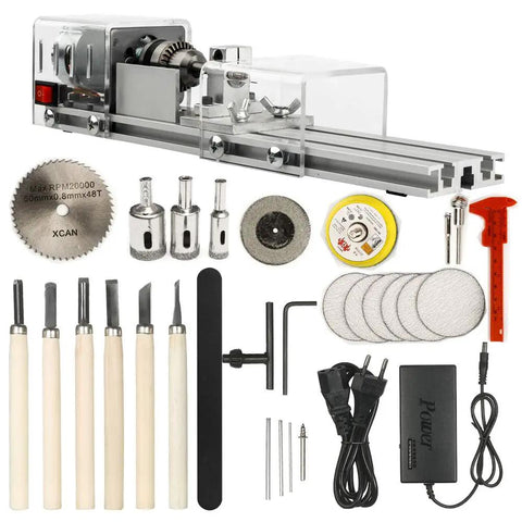 Dope Mini Wood Lathe Machine For DIY Projects, Portable CNC Lathe Kit With 100W Power, 24V DC, Polishing, Grinding, Cutting And Milling, Lightweight Home Woodworking Lathe For Hobbyists And Makers