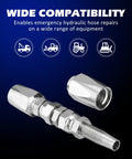 SPARKWHIZ hydraulic hose repair kit by Amazon, 3/8 in ID, reusable 2-wire fitting, chrome-plated metal.
