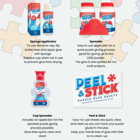 Puzzle Glue With Wide Plastic Spreader Easy To Apply Dries Clear And Quick, Protects Finished Jigsaw Puzzles, 2 Pack, 5 Oz Each