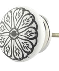 100 Piece Black Daisy Ceramic Drawer Knobs, Rock Solid Flat Floral Cabinet Pulls For Kitchen Drawers, Dressers And Doors, Heavy Duty Rust Free Hardware, Straight Up Premium Upgrade For Your Home Space, black floral ceramic knob with silver metal backing.