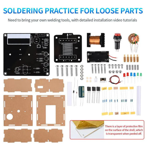 Hands On Soldering Practice Kit For Teens And Kids With Electric Magnetic Transmitter Educational Electronics Kit components layout