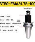Top Shelf Bt50 Cnc Milling Tool Holder Delivering Badass Grip And Rock Solid Shock Absorbing Stainless Steel Construction For Serious Grinding And Finishing Jobs - Side view with precision specs