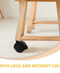 Rock Solid 2 Inch Universal Swivel Caster Wheel Set With M8 Threaded Stem Replacement For Office Chair rolls smooth as butter dual locking under a wooden chair.