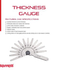 Tempered Steel Metric Thickness Gage With Tapered Leaves And Locking Device, Rugged Steel Case, 13 Leaves, Features Displayed