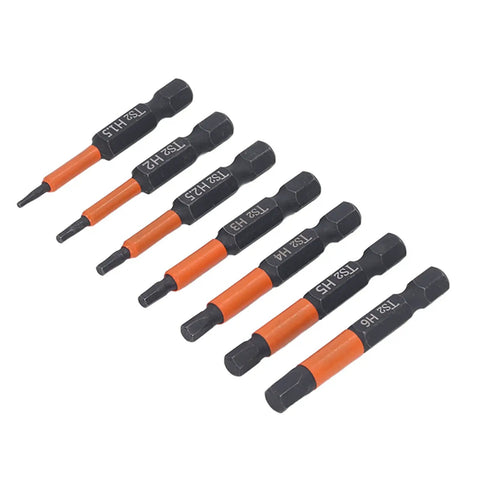 Premium S2 Alloy Steel 7 Piece Hex Drive Kit For Impact Drivers And Electric Drills With Magnetic Slender Waist Design For Tough Jobs Heat Treated To Stop Bending And Wear, 7-bit set
