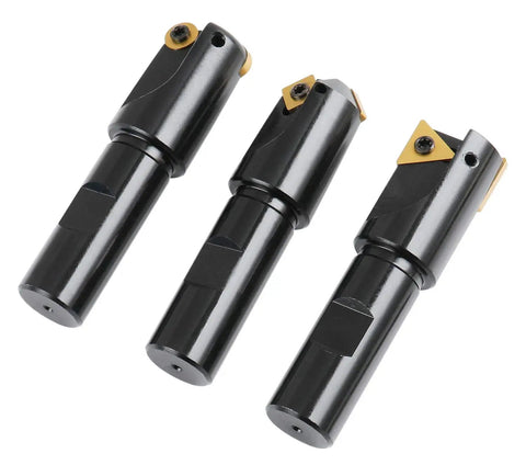 Little Hogger Workhorse End Mill Set 3 Pc With 45 Degree 90 Degree And 3 16th Radius Mills Three Quarter Inch Shank And 1 Inch Head Carbide Inserts Included For Steel And Cast Iron Machining
