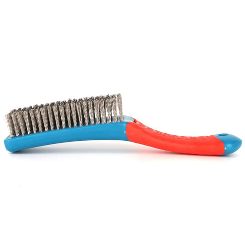 Rust Removal Wire Brush With Ergonomic Handle, Stainless Steel 8-Row Metal Scrubber For Cleaning Rust From Metal Surfaces