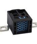 Precision Oem Fuse Cut Off Switch For Tesla Model S X And Model 3 Reliable Electrical Power Disconnect Replacement Built Solid Abs Metal Hassle Free Install Straight Swap Upgrade close-up view showing black ABS housing and blue interior design.