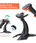 3 In 1 2D QR Barcode Scanner With Stand Bluetooth 2.4GHz Wireless And USB Wired Handheld Barcode Reader For Fast POS Scanning Plug And Play Setup HW0001