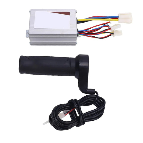 Electric Motor Controller Throttle Grip Beefy High Efficiency Aluminum Alloy For Electric Bikes Tricycles And Motorcycles With Precise Speed Control And Built In Safety Protections, shown with wiring and throttle grip