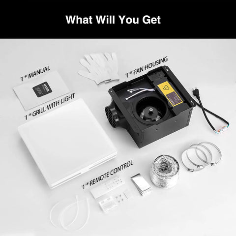 Components of Quiet Bathroom Exhaust Fan With Dope LED Light Ceiling Mount Ventilation For Home And Bath