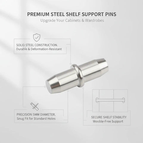Durable Heavy Duty 5mm Steel Cabinet Shelf Pins Replacement Pegs For Adjustable Shelving In Kitchens And Closets Easy Install
