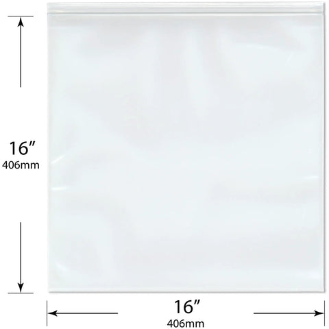 Heavy Duty 16 By 16 Inch 6 Mil Zipper Reclosable Bags Pack Of 50 For Food Safe Storage And Organization In Kitchen Home Craft And Workshop Clear Poly Bags Made From FDA Compliant LDPE, 16 x 16 inch bag