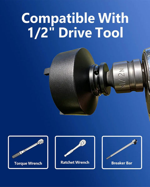 Garage Ready 13 Piece Axle Nut Socket Kit Featuring Hella Tough Exterior four tooth socket compatible with 1/2" drive tools.