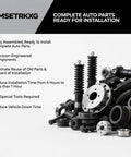 Various auto parts including springs and rotors ready for installation, highlighting the ease and precision of components.