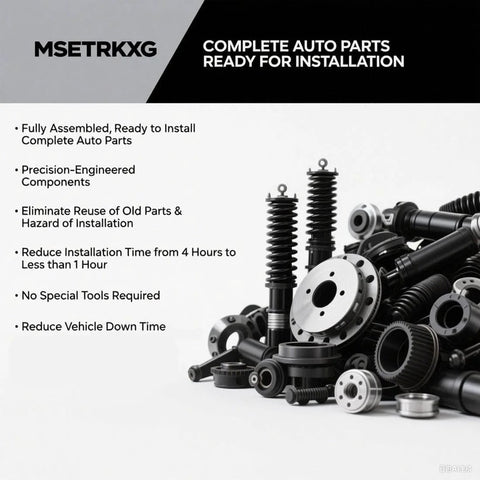 Various auto parts including springs and rotors ready for installation, highlighting the ease and precision of components.