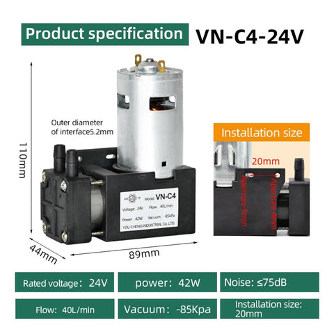 High Performance 12v 24v 42w Electric Diaphragm Negative Pressure Vacuum Pump For Reliable Fluid Transfer And Robust Suction Power In Diverse Industrial Applications