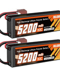 3S 5200mAh 11.1V 80C LiPo Battery With Hard Case And T Plug For RC Cars Boats Trucks Helicopters Airplanes Drones Two Pack