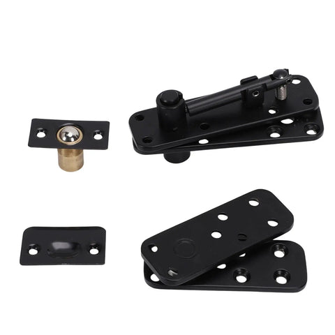 Heavy Duty Concealed Pivot Door Hinge Complete Hardware Kit Forged From Solid Stainless Steel Featuring Fully Adjustable Mounting Brackets.