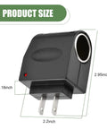 Direct Replace Car Cigarette Lighter Socket Power Inverter Plugs Straight Into Your Dash 12V Dc To 220V Ac Adapter size dimensions shown.