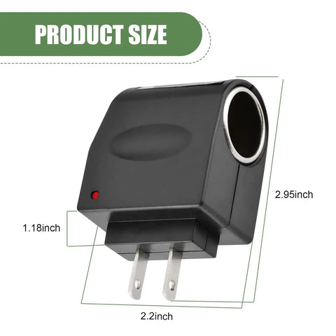 Direct Replace Car Cigarette Lighter Socket Power Inverter Plugs Straight Into Your Dash 12V Dc To 220V Ac Adapter size dimensions shown.