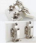 Big Angle Cabinet Door Hinges Set, 2 Pack Hidden Frameless Hinges With Fixing Screws, Includes 16 Screws, Adjustable 130 To 170 Degree
