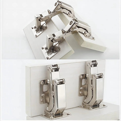 Big Angle Cabinet Door Hinges Set, 2 Pack Hidden Frameless Hinges With Fixing Screws, Includes 16 Screws, Adjustable 130 To 170 Degree