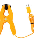 K Type Thermocouple Temperature Clamp Sensor For HVAC Systems with 1.8 inch jaw and 8 ft orange cable, front view