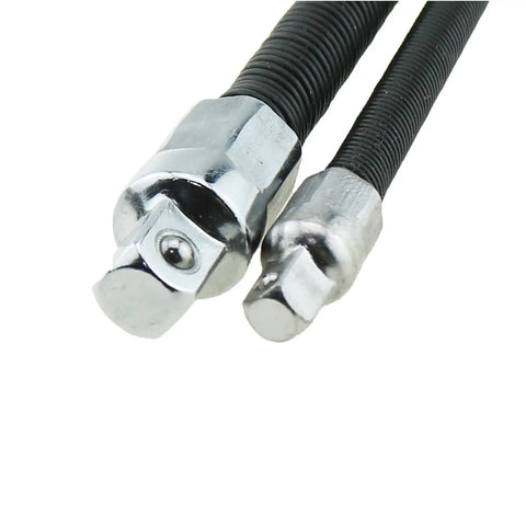 Heavy Duty Flexible Sleeve Extension Bar Set With 1/4 And 3/8 Inch Adapter Sockets For Grease Monkey Mechanics to flex into tight corners.