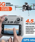 Close-up of a GPS Drone With 4.5 Inch Screen Controller And Aerial Delivery Airdrop, showing screen and remote controls.