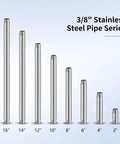 304 Stainless Steel Pipe And Three Eighths Inch NPT Male Threaded Nipples Set, Heavy Duty SCH40 Pre Cut, Various Lengths