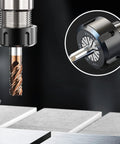 Six Pack ER32 Collet Set Includes One Eighth One Quarter Three Eighth One Half Five Eighth Three Quarter Inch Sizes For CNC Engraving Machines And Milling Lathes High Precision Spring Collet Chuck Durable Steel Snug Fit Rock Solid Hold And Easy Setup in close-up view showing steel construction and durability.
