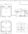 Technical drawing of IP67 Waterproof Junction Box With Hinged Clear Cover And Stainless Steel Latch Plastic Enclosure 5.9x5.9x3.5 inches