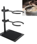 Slick Dual Tier Pour Over Coffee Stand Set With Premium Glass Carafe And Aluminum Hand Drip Brewing Rack with two circular holders.