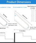 Dimensions of Solid Hold Wall Mount Handrail For Outdoor Steps With Non Slip Grip Safety Railing, suitable for 1-2 and 2-3 steps.