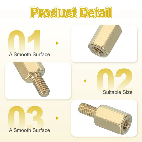 Rock Solid M2.5 Hex Brass PCB Standoffs Fifty Piece Kit For FPV Drone Quadcopter showing smooth surface and suitable size.