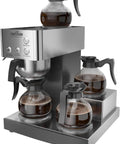 12 Cup Commercial Coffee Brewer With 4 Warmers And 4 Glass Decanters, Pour Over Drip Coffee Maker In Stainless Steel Housing