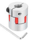 Flexible Plum Shaft Coupling Aluminum Motor Connector Spider Coupler 6mm To 9.5mm For 3D Printer CNC Machine Servo And Stepper Motors Silver Tone Red Includes Hex Wrench Easy Install Durable Aluminum Build