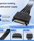 15 Pin Male To Dual Female Power Extension Cable Flat Short Design For Hard Drives Optical Drives Server Racks Plug And Play Smooth Swap To Up Your Rig with SATA connector.