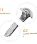 Close-up of mini iron brads for DIY projects, showing metal fasteners' smooth finish. Mini Iron Brads For DIY Projects 100 Pack Paper Craft Fasteners For Shadow Puppet Making Kit And Scrapbooking Embellishments Repairs Metal Fasteners For Craft Junkies.