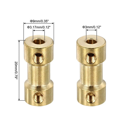 Brass Shaft Coupling Joint 3.17mm To 3mm 5 Pack With Screws And Hex Wrench Flexible Motor Shaft Connector For RC Cars And Bots And Models For Wheels And Tires, brass couplings