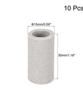 Ceramic tube insulation for electronics wiring, 10pcs, 15mm diameter, 30mm tall, single bore.